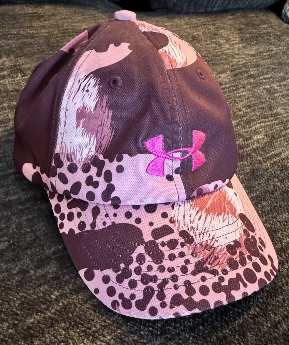 Under Armour Pink Camo Hat Cap / Youth Or Small Womens /Fitted Stretch Band A256